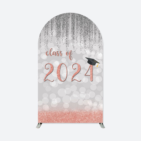 Lofaris Rose Pink Silver Class 2024 Grad Party Arch Backdrop