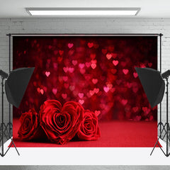 Lofaris Rose Red Heart Bokeh Valentines Day Photo Backdrop