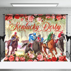 Lofaris Rose Watercolor Horserace Kentucky Derby Backdrop