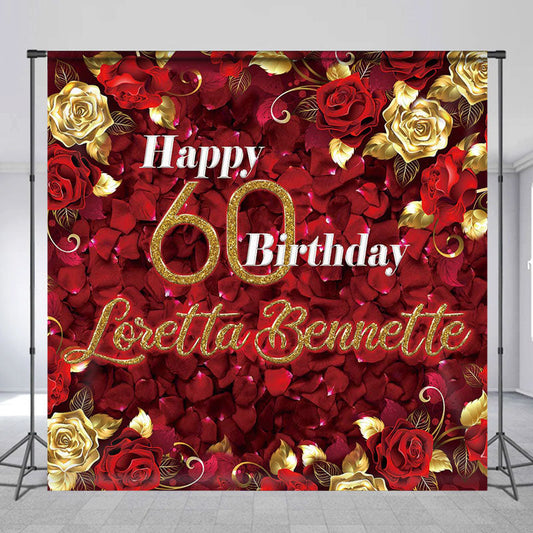 Lofaris Roses Red Gold 50th Personalized Birthday Backdrop