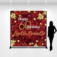 Lofaris Roses Red Gold 50th Personalized Birthday Backdrop