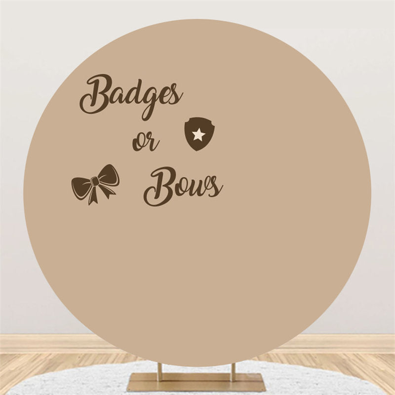 Lofaris Round Badge Or Bow Brown Backdrop For Gender Reveal