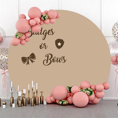 Lofaris Round Badge Or Bow Brown Backdrop For Gender Reveal