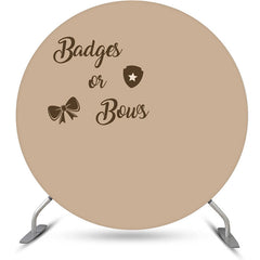 Lofaris Round Badge Or Bow Brown Backdrop For Gender Reveal