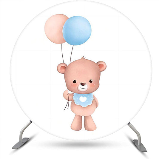 Lofaris Round Balloon Bear Baby Shower Backdrop For Boys