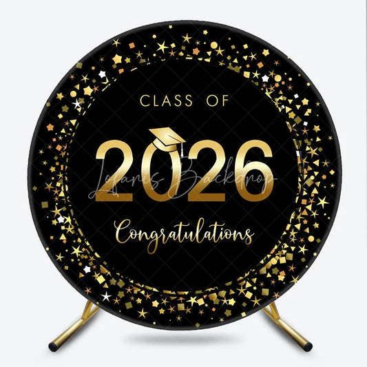 Lofaris Round Black And Gold Class 2026 Graduation Backdrop