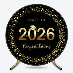 Lofaris Round Black And Gold Class 2026 Graduation Backdrop
