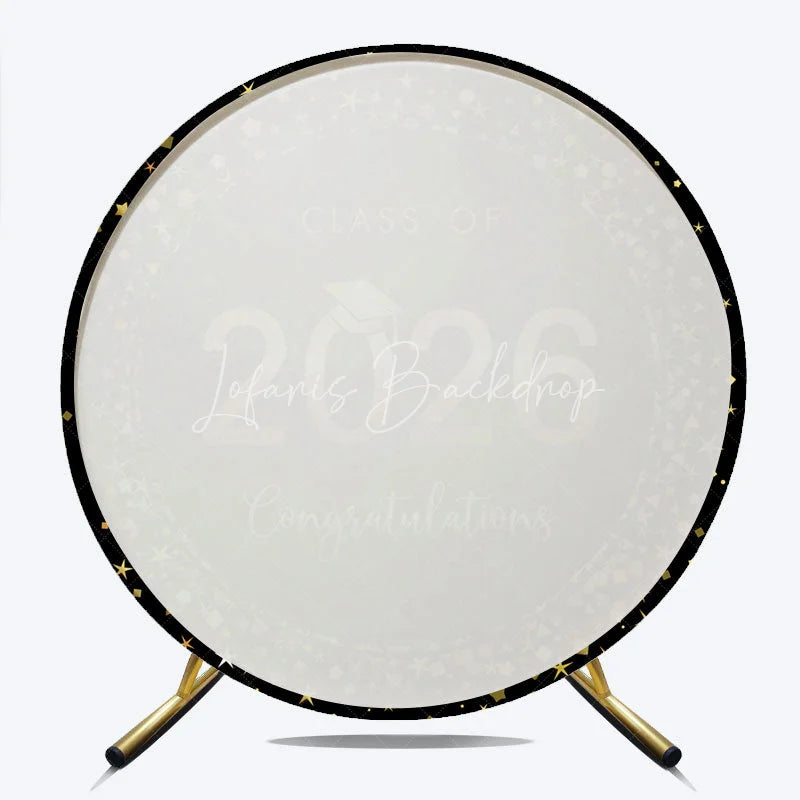Lofaris Round Black And Gold Class 2026 Graduation Backdrop