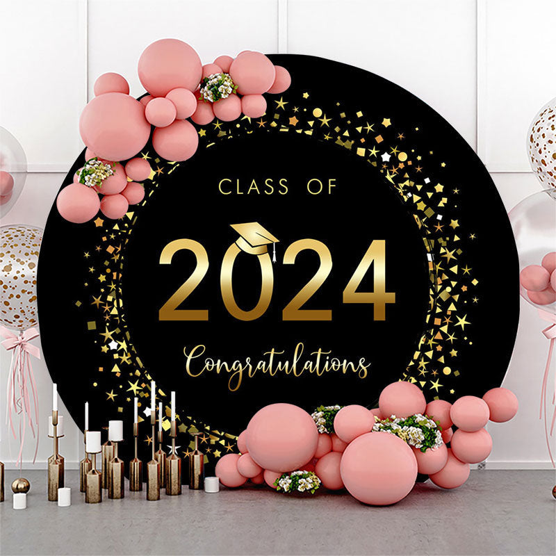 Lofaris Round Black And Gold Class 2024 Graduation Backdrop