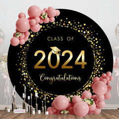 Lofaris Round Black And Gold Class 2024 Graduation Backdrop