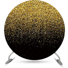 Lofaris Round Black Gold Particles Glitter Birthday Backdrop
