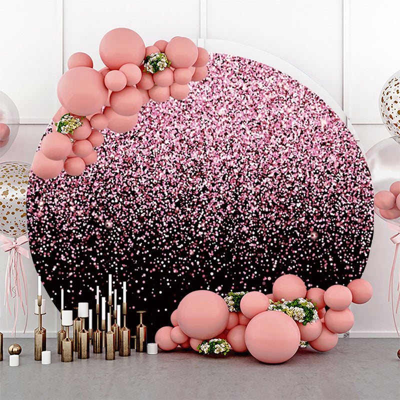 Round Black Pink Sparkling Backdrop For Birthday - Lofaris