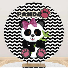 Lofaris Round Black White Ripple Panda Baby Shower Backdrop