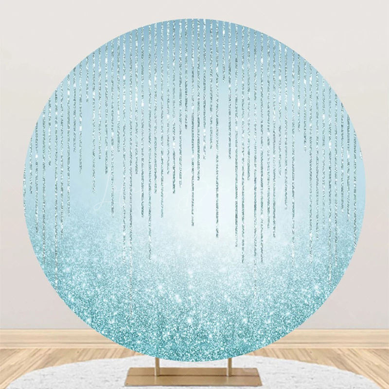 Lofaris Round Blue Glitter Crystal Tassel Birthday Backdrop