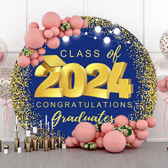 Lofaris Round Blue Gold Class Of 2024 Congrats Grad Backdrop