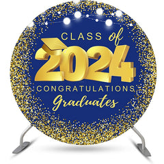 Lofaris Round Blue Gold Class Of 2024 Congrats Grad Backdrop