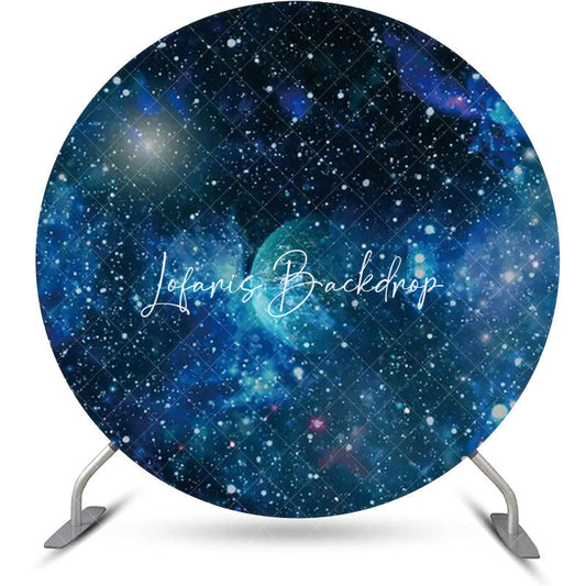 Lofaris Round Blue Outer Space Planet Star Birthday Backdrop