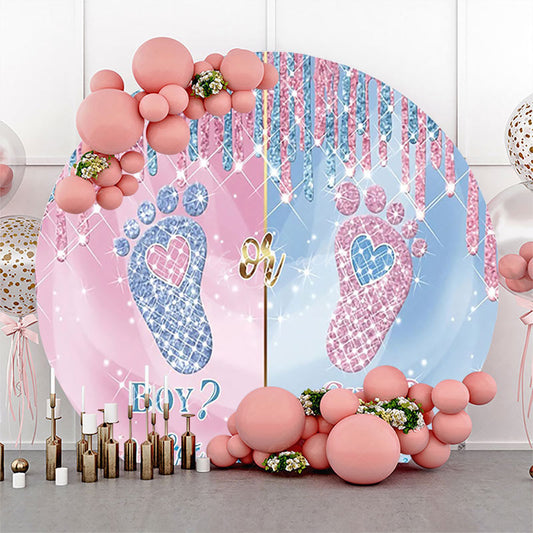 Lofaris Round Blue Pink Diamond Sparkle Baby Shower Backdrop