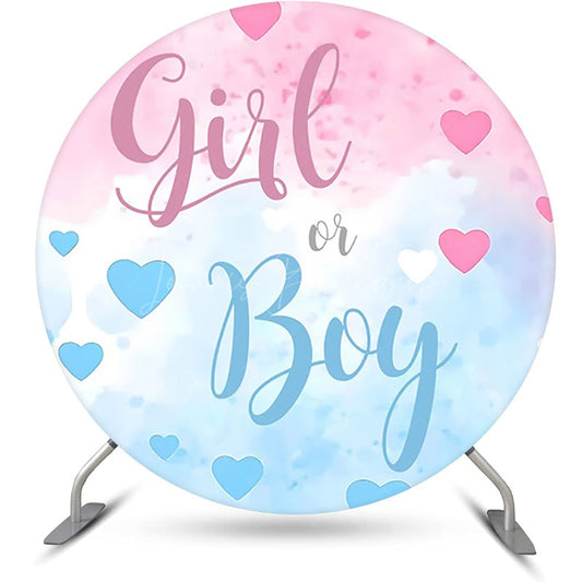 Lofaris Round Blue Pink Girl Or Boy Gender Reveal Backdrop