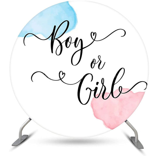 Lofaris Round Boy Or Girl White Backdrop For Gender Reveal