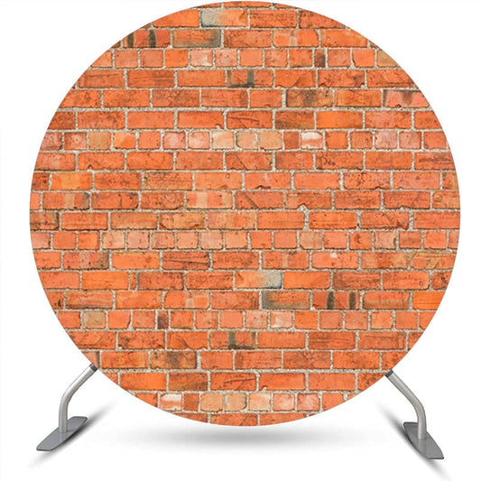 Lofaris Round Bright Retro Red Brick Wall Backdrop For Party