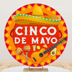 Lofaris Round Cinco De Mayo Guitar Mexican Fiesta Backdrop