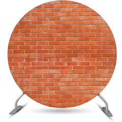 Lofaris Round Classic Red Brick Wall Backdrop For Birthday