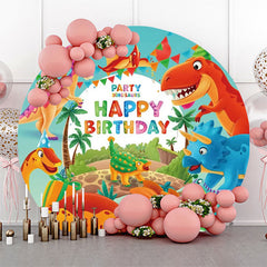Lofaris Round Colorful Dinosaurs Backdrop For Birthday Party