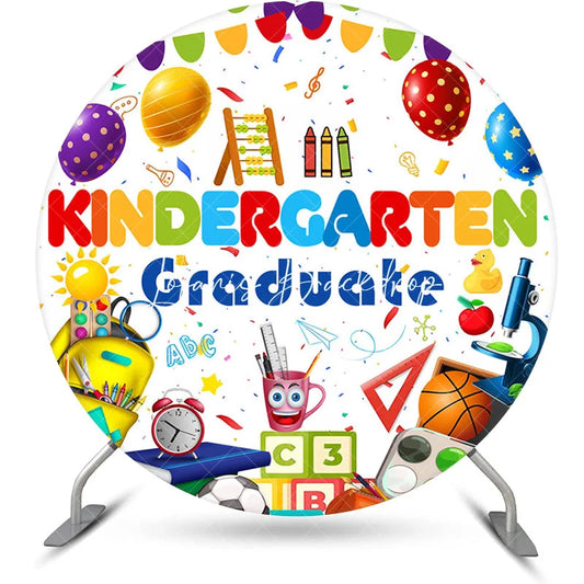 Lofaris Round Cute Stationery Kindergarten Graduate Backdrop