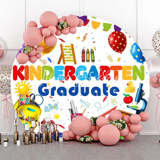 Lofaris Round Cute Stationery Kindergarten Graduate Backdrop