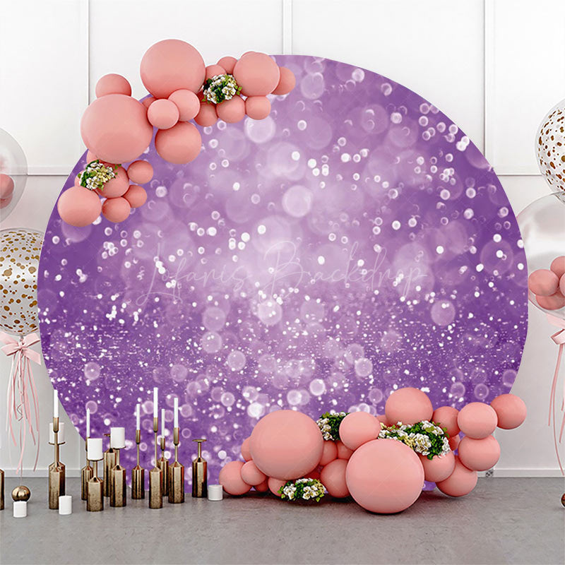 Lofaris Round Dreamlike Purple Glitter Bokeh Birthday Backdrop