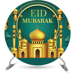 Lofaris Round Gold Palace Lantern Green Eid Mubarak Backdrop