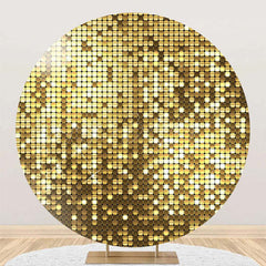 Lofaris Round Golden Metal Plaid Pattern Birthday Backdrop
