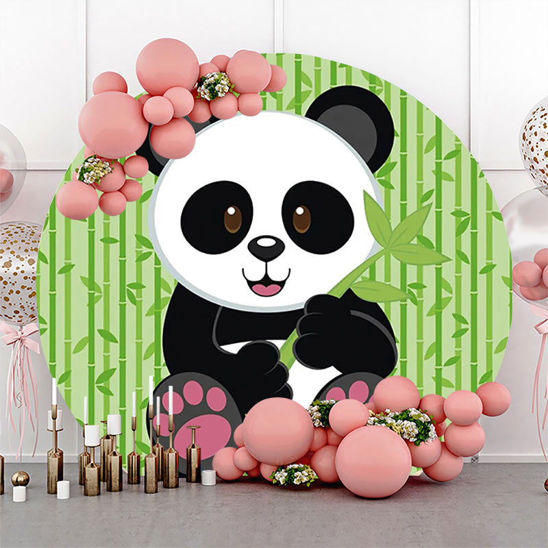 Lofaris Round Green Bamboo Panda Baby Shower Party Backdrop
