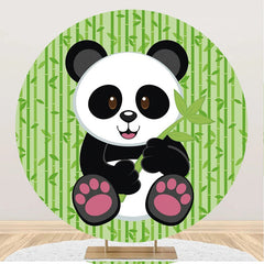 Lofaris Round Green Bamboo Panda Baby Shower Party Backdrop