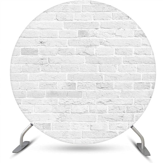 Lofaris Round Grey White Vintage Brick Wall Party Backdrop