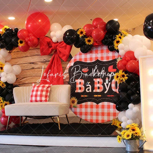 Lofaris Round Its A Babyq Picnic Plaid Baby Shower Backdrop