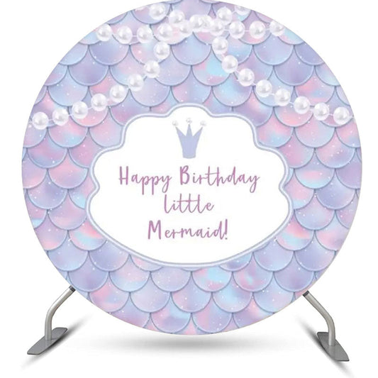 Lofaris Round Little Mermaid Pearl Scales Birthday Backdrop