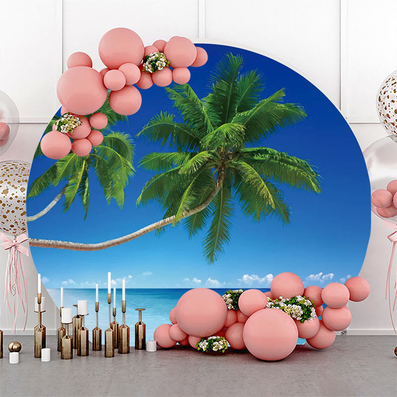 Lofaris Round Palm Trees Sky Clouds Hawaii Beach Backdrop