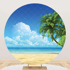Lofaris Round Palm Trees Sky Hawaii Beach Summer Backdrop