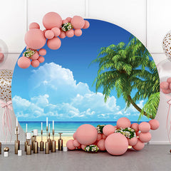 Lofaris Round Palm Trees Sky Hawaii Beach Summer Backdrop