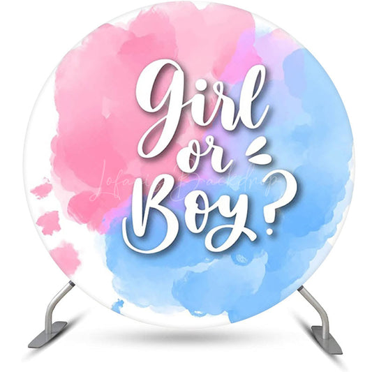 Lofaris Round Pink Blue Girl Or Boy Gender Reveal Backdrop