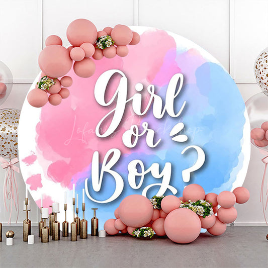 Lofaris Round Pink Blue Girl Or Boy Gender Reveal Backdrop