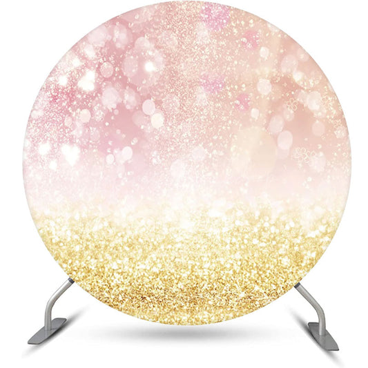 Lofaris Round Pink Golden Glitter Bokeh Birthday Backdrop