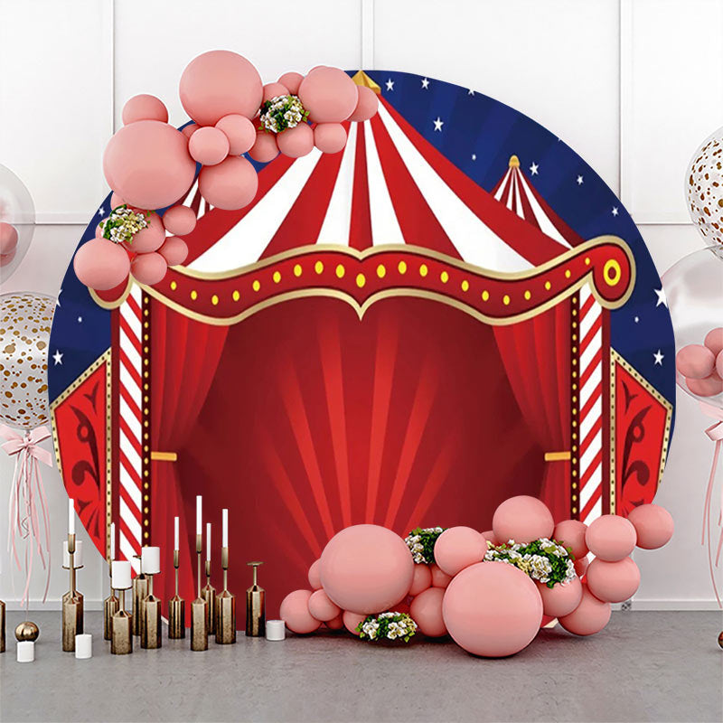 Lofaris Round Red Blue Night Star Circus Tent Party Backdrop
