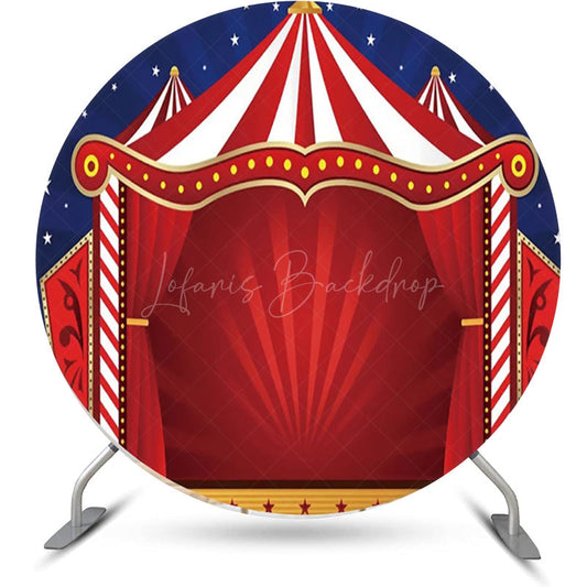 Lofaris Round Red Blue Night Star Circus Tent Party Backdrop