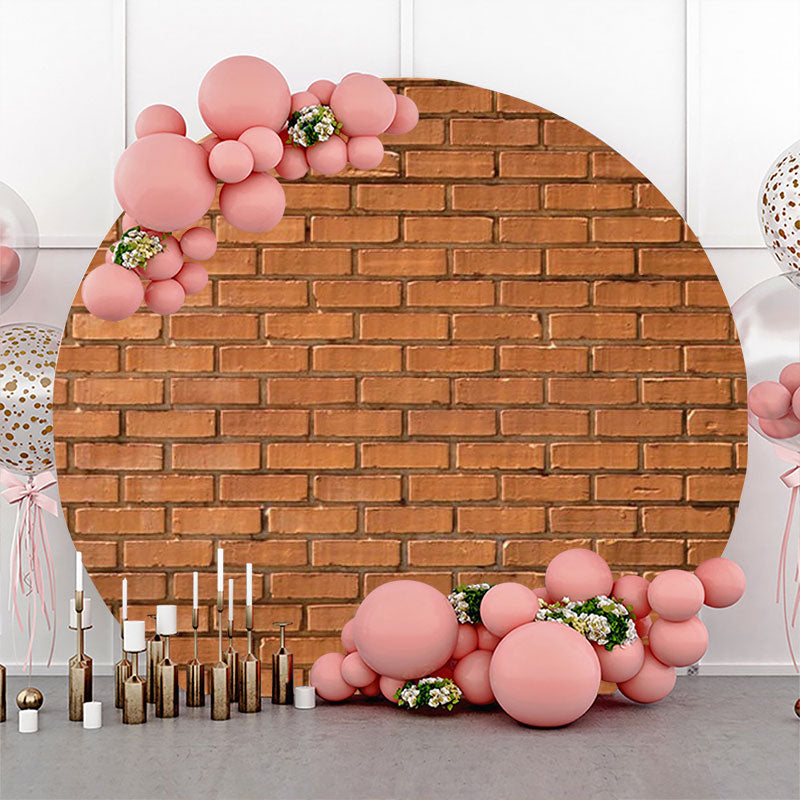Lofaris Round Retro Brick Wall Backdrop For Birthday Party