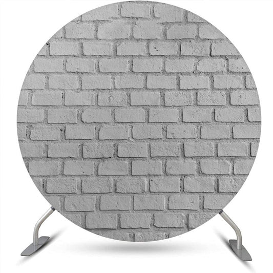 Lofaris Round Retro Grey Brick Wall Birthday Party Backdrop