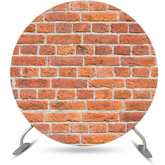 Lofaris Round Retro Red Brick Wall Backdrop For Birthday