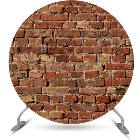 Lofaris Round Retro Red Brick Wall Birthday Party Backdrop